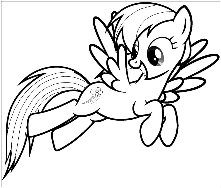 Adorable rainbow dash my little pony coloring page