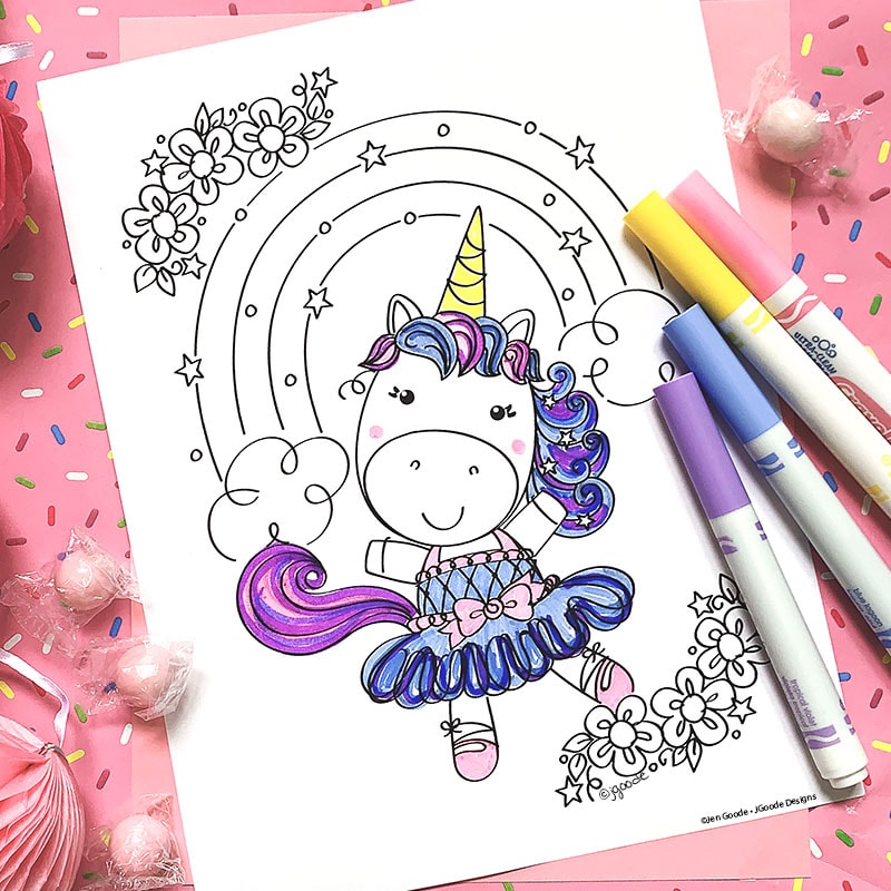 Cute unicorn coloring pages and printables