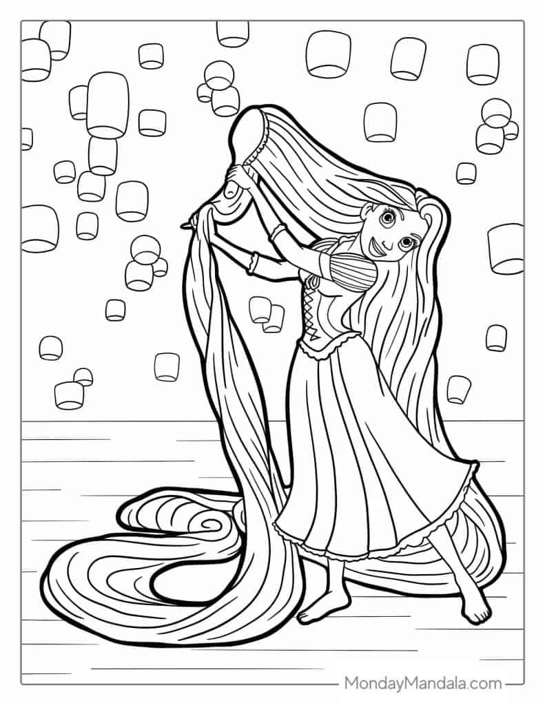 Tangled coloring pages free pdf printables