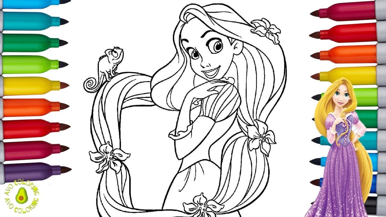 Disney princess rapunzel coloring book page tangled coloroing book