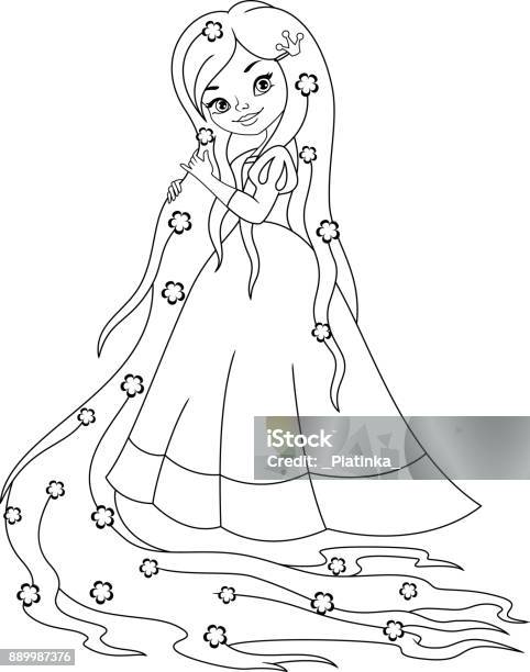 Princess rapunzel coloring page stock illustration