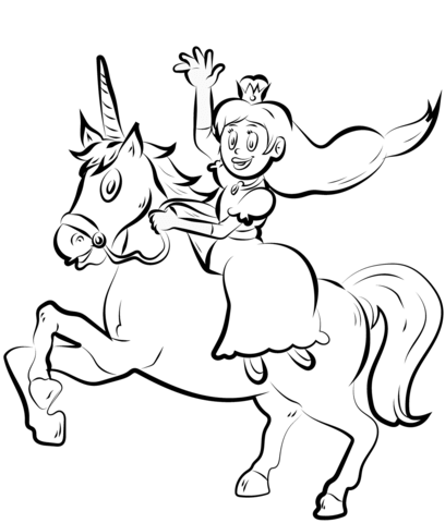 Princess rides unicorn coloring page free printable coloring pages