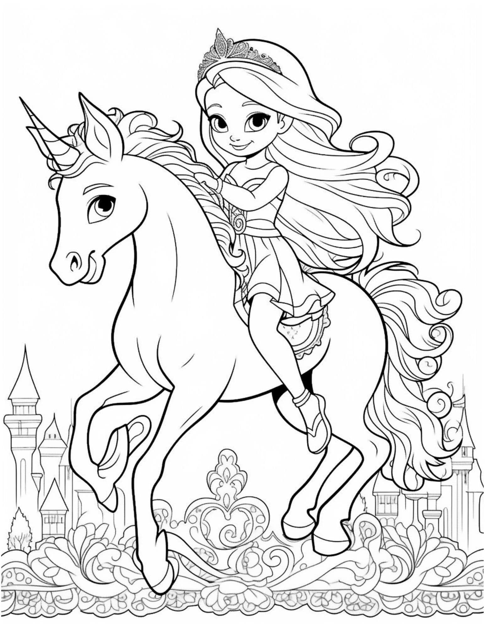 Magical unicorn coloring pages for kids and adults