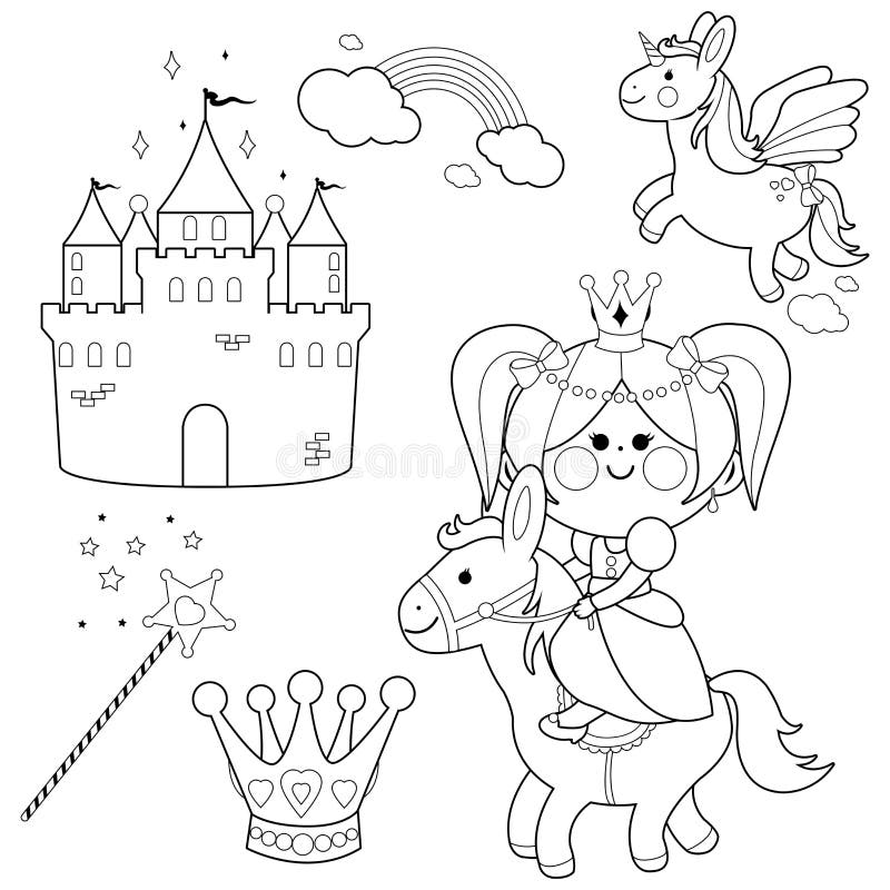 Unicorn princess coloring page stock illustrations â unicorn princess coloring page stock illustrations vectors clipart