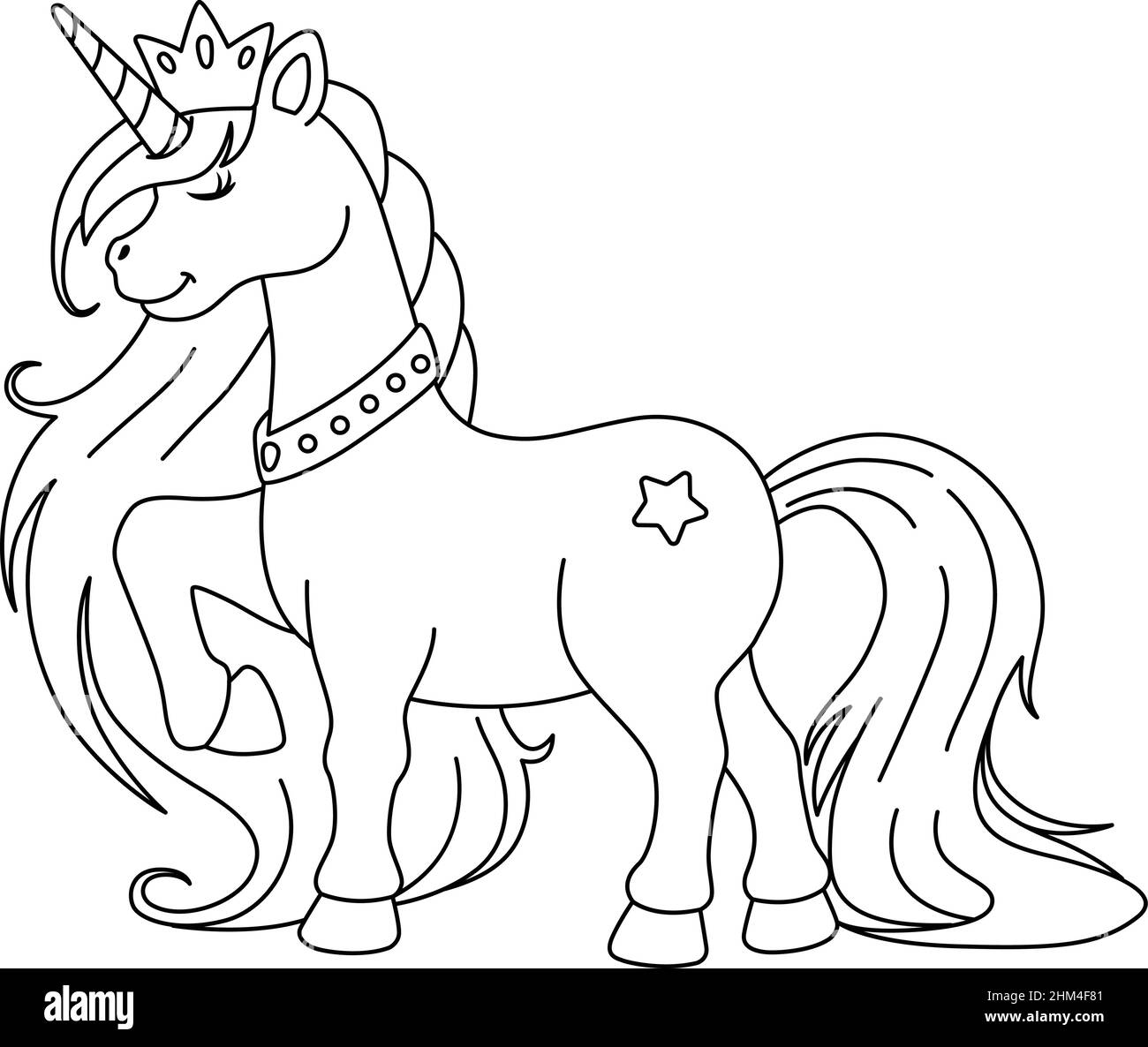 Unicorn princess coloring page isolated for kids stock vector image art