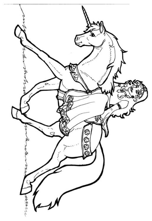 Coloring page princes of shamrock on unicorn