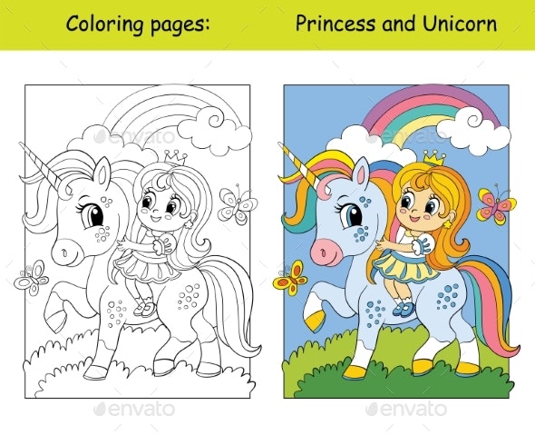 Coloring and color unicorn drive a car vectors