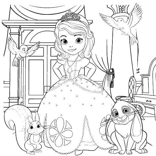 Online coloring pages coloring page princess sofia and friends cartoons download print coloring page