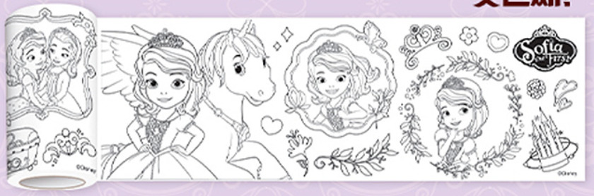 Disney princess sofia m roll coloring sticker for kids