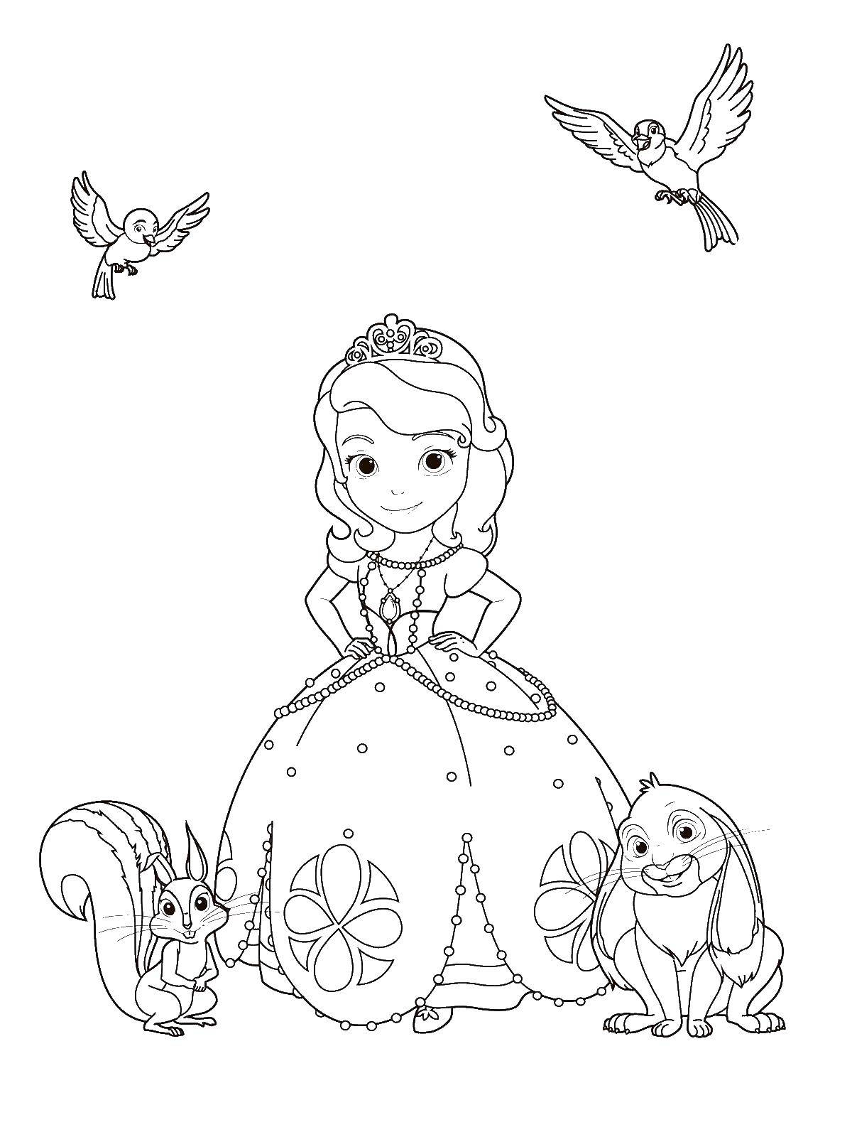 Online coloring pages coloring page princess sofia and her friends princess sofia download print coloring page