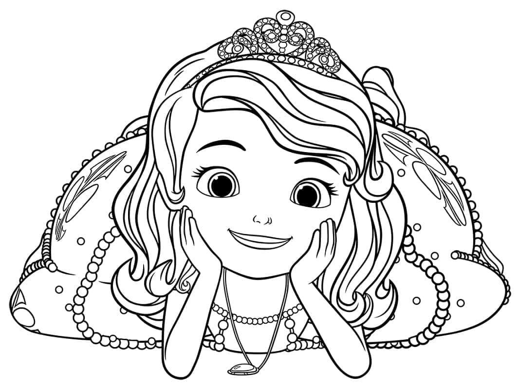 Happy princess sofia coloring page