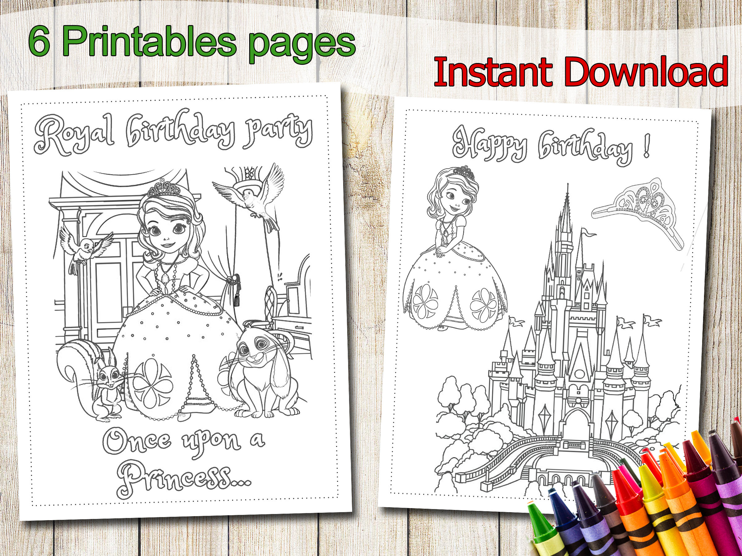 Princess sofia coloring pages instant download princess sofia party favors princess sofia birthday favor princess sofia coloring book