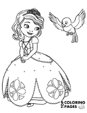 Fairy tale princess animals coloring page for girls