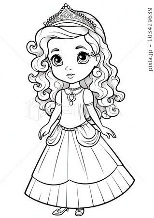 Coloring page with princess illustration ai