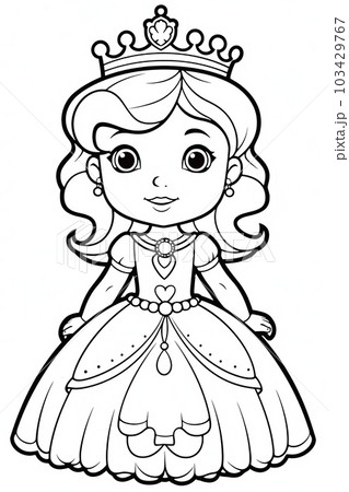 Coloring page with princess illustration ai