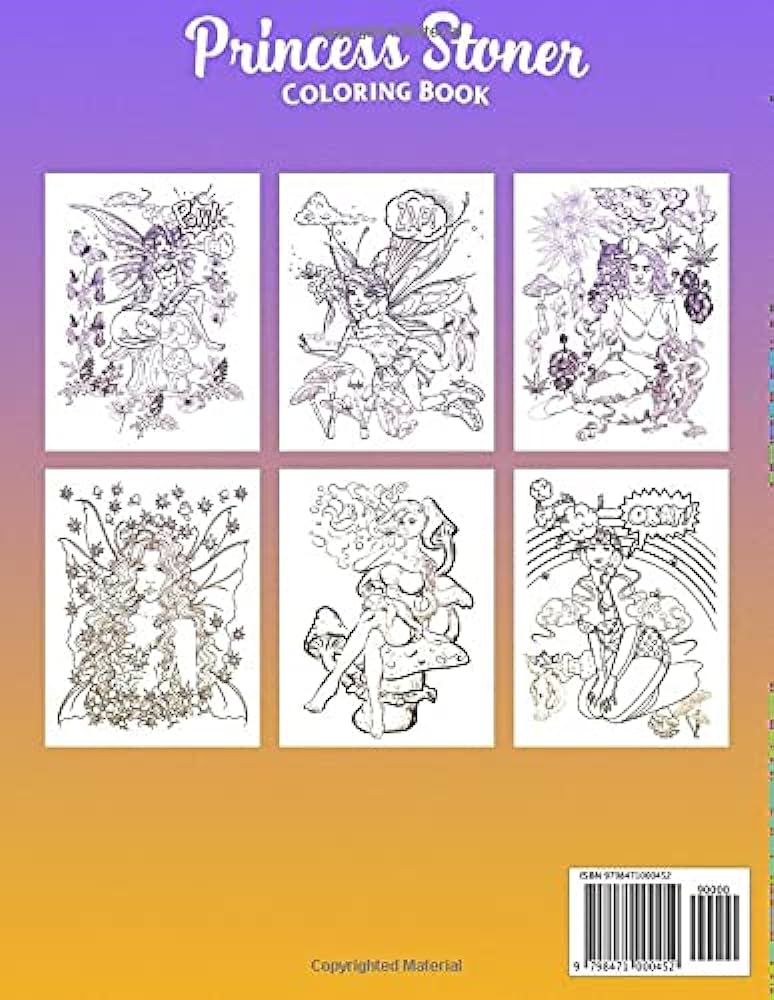 Princess stoner coloring book psychedelic stoner coloring book for adults to relax calm and stress relief by publishers asd