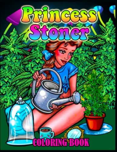 Princess stoner coloring book over trippy psychedelic princess stoner designs marijuana high coloring book for adults anti