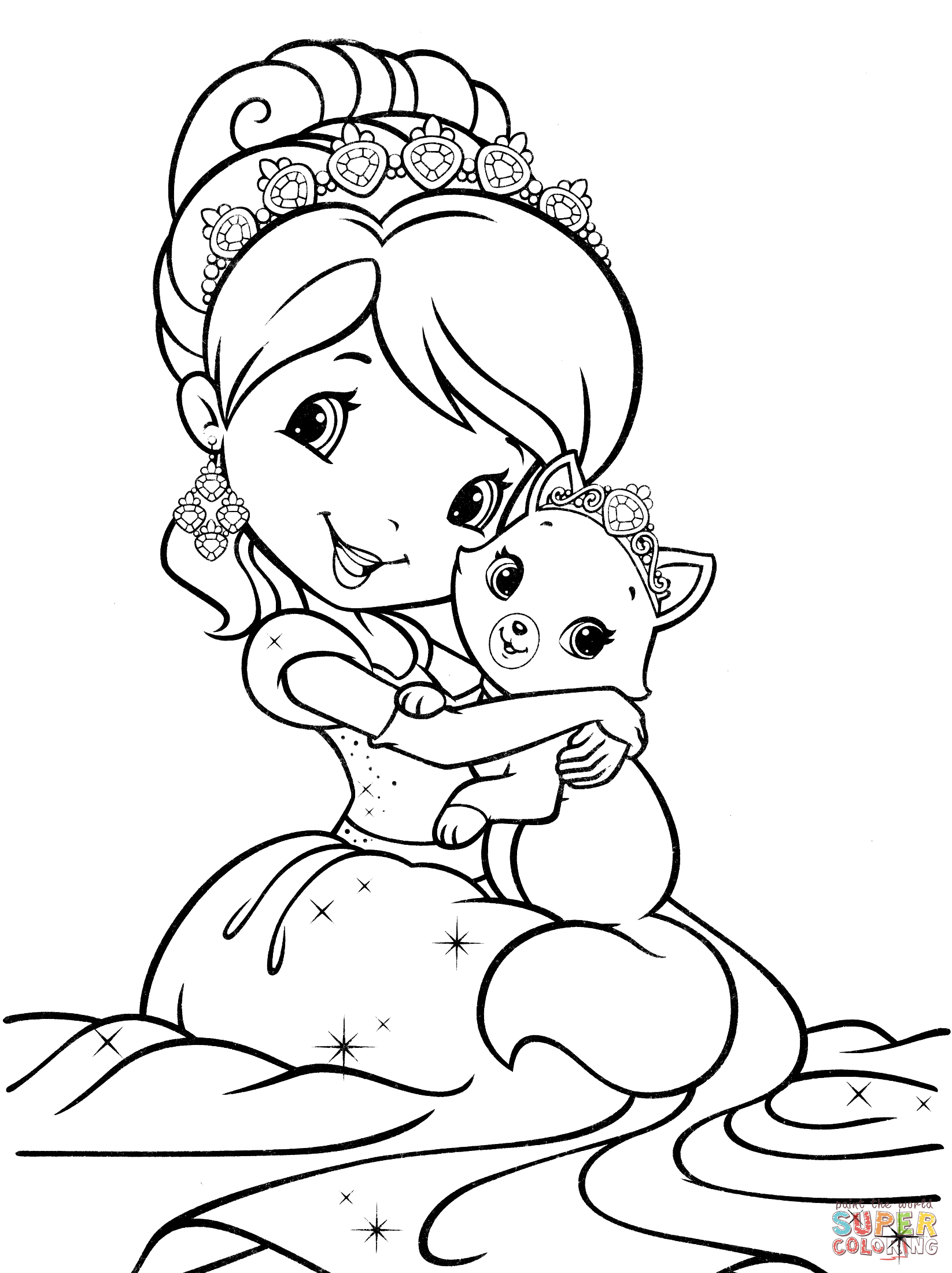 Strawberry shortcake mermaid coloring page free printable coloring pages