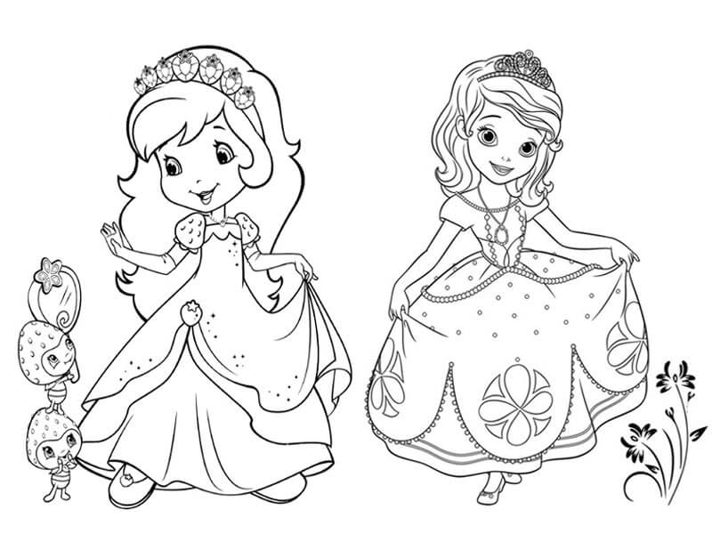 Princess strawberry and sofia the st coloring page