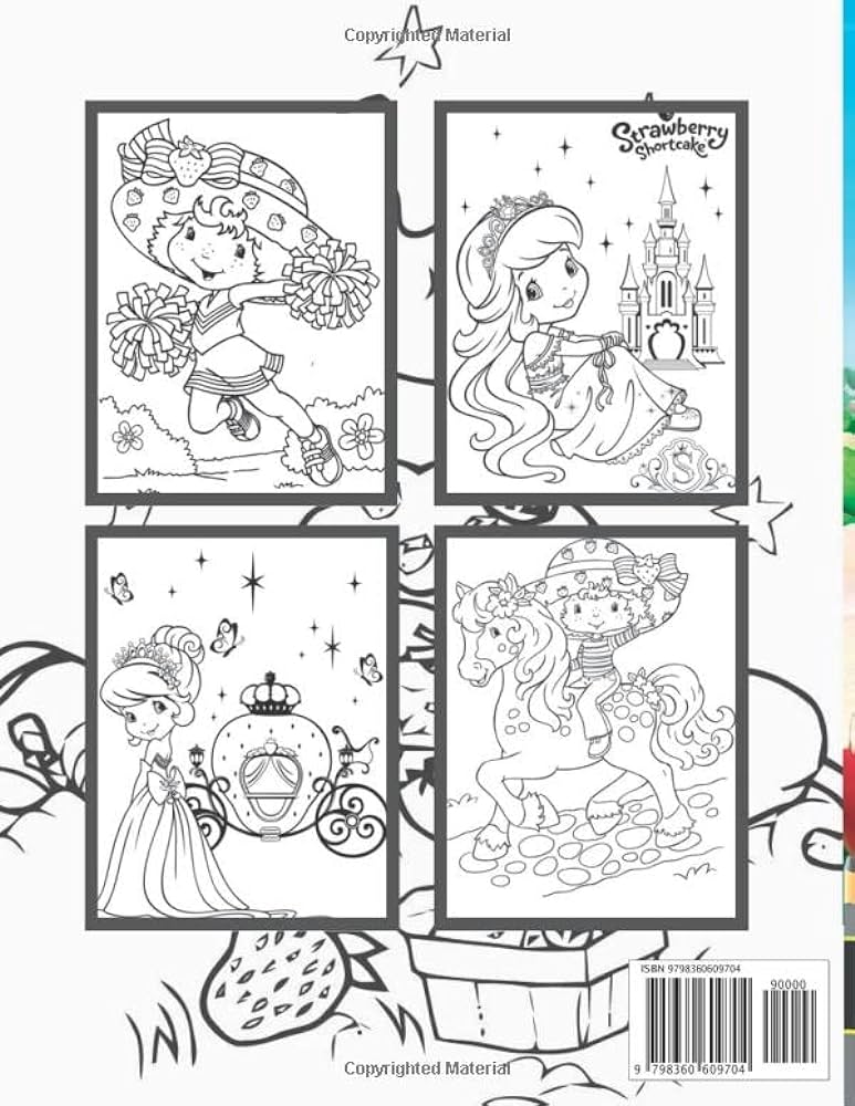 Strawberry shortcake coloring book vintage single side coloring pages of characters and iconic scenes matthews dominique f books