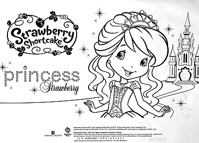 Strawberry shortke princess sticker dress up paper doll coloring pages book