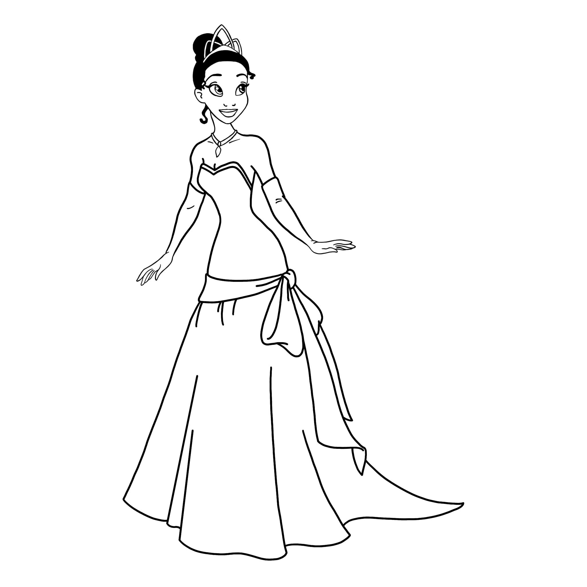 Princess tiana blue dress the princess and the frog digital files svgpdfpngjpeg princess coloring pages