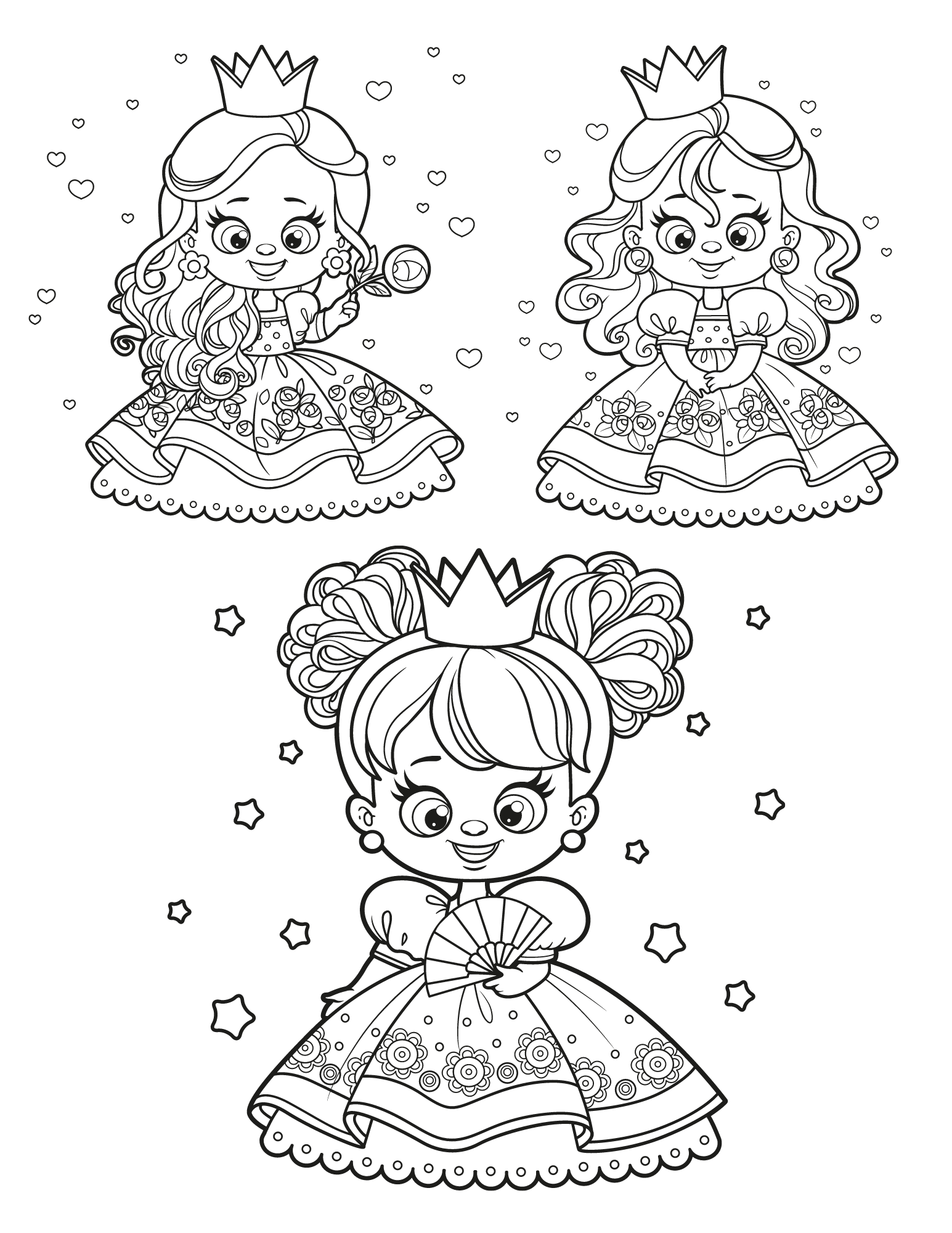 Free princess coloring pages for kids and adults