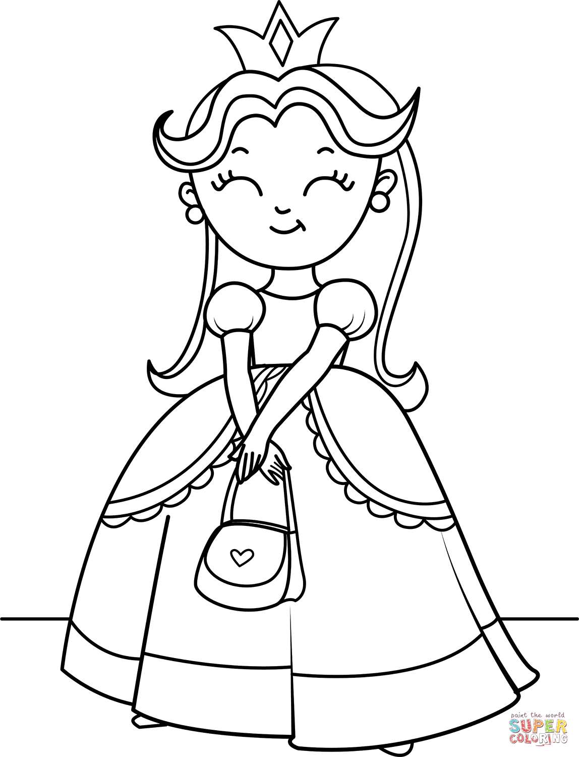 Cute princess coloring page free printable coloring pages