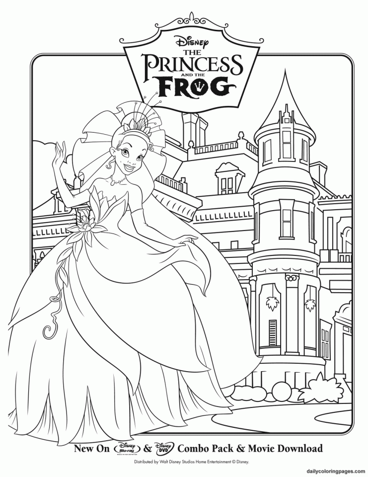 Printable coloring pages of the princess and the frog