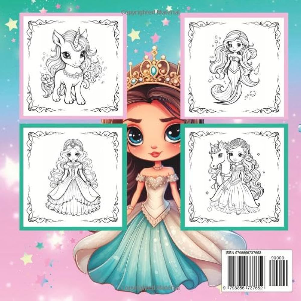 Princess unicorn mermaid coloring book embark on a magical journey with these cute colouring pages featuring princesses princes unicorns and mermaids for girls and kids ages