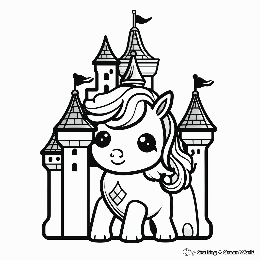 Unicorn castle coloring pages