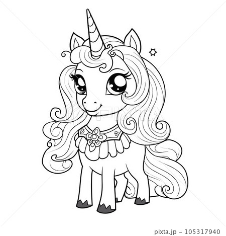 Cute baby unicorn coloring page for girls vector