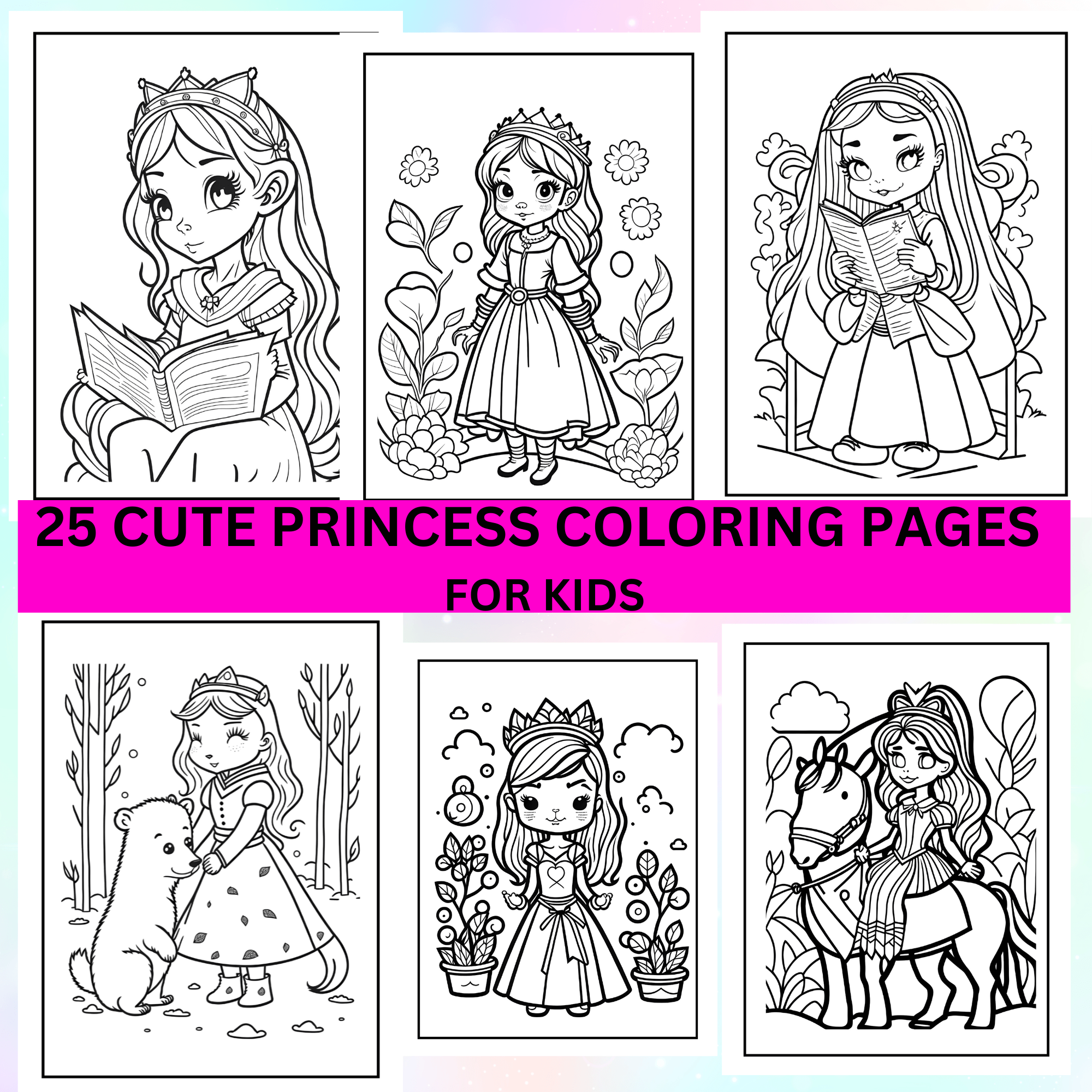 Beautiful and high quality variety princess coloring pages for kids made by teachers