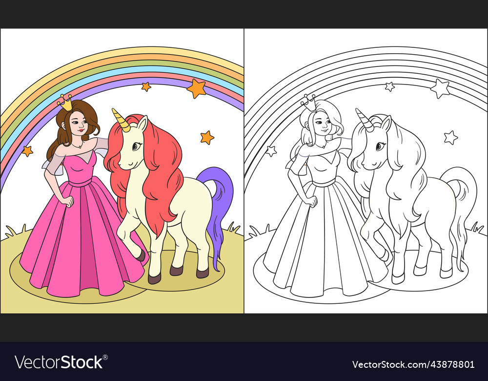 Cute princess coloring book royalty free vector image