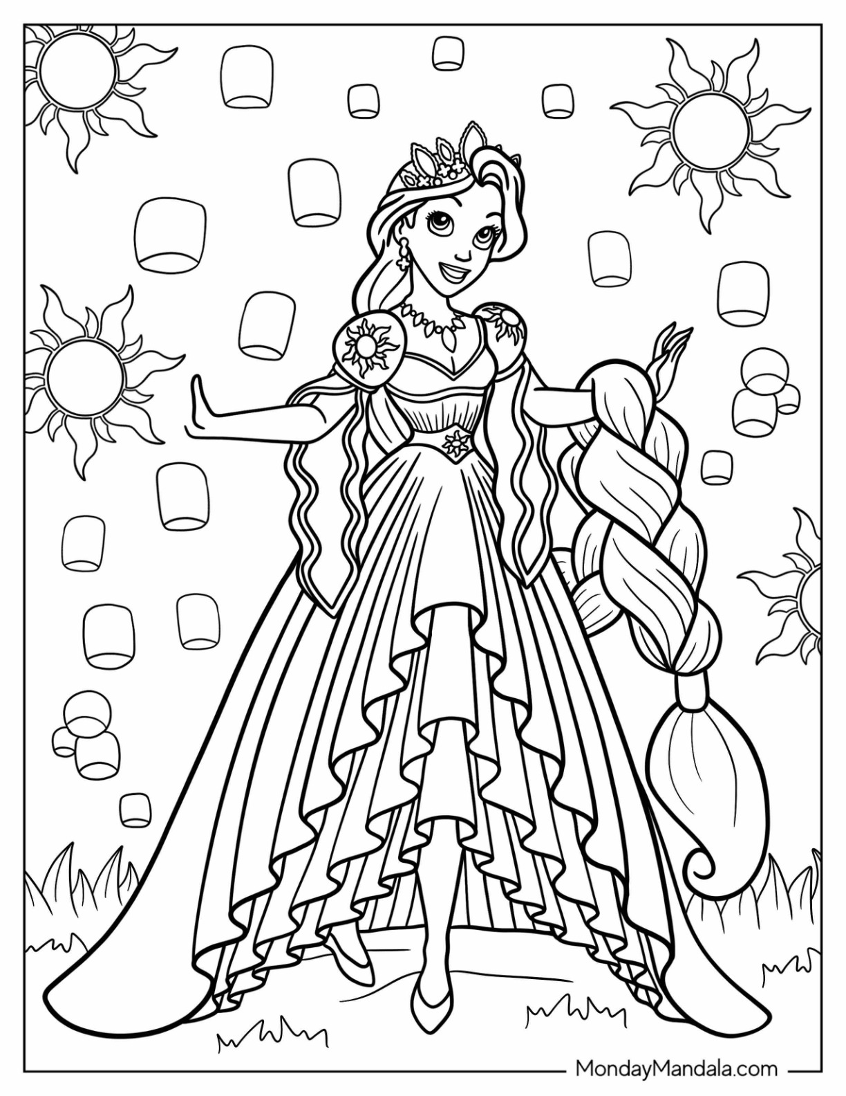 Princess coloring pages free pdf printables