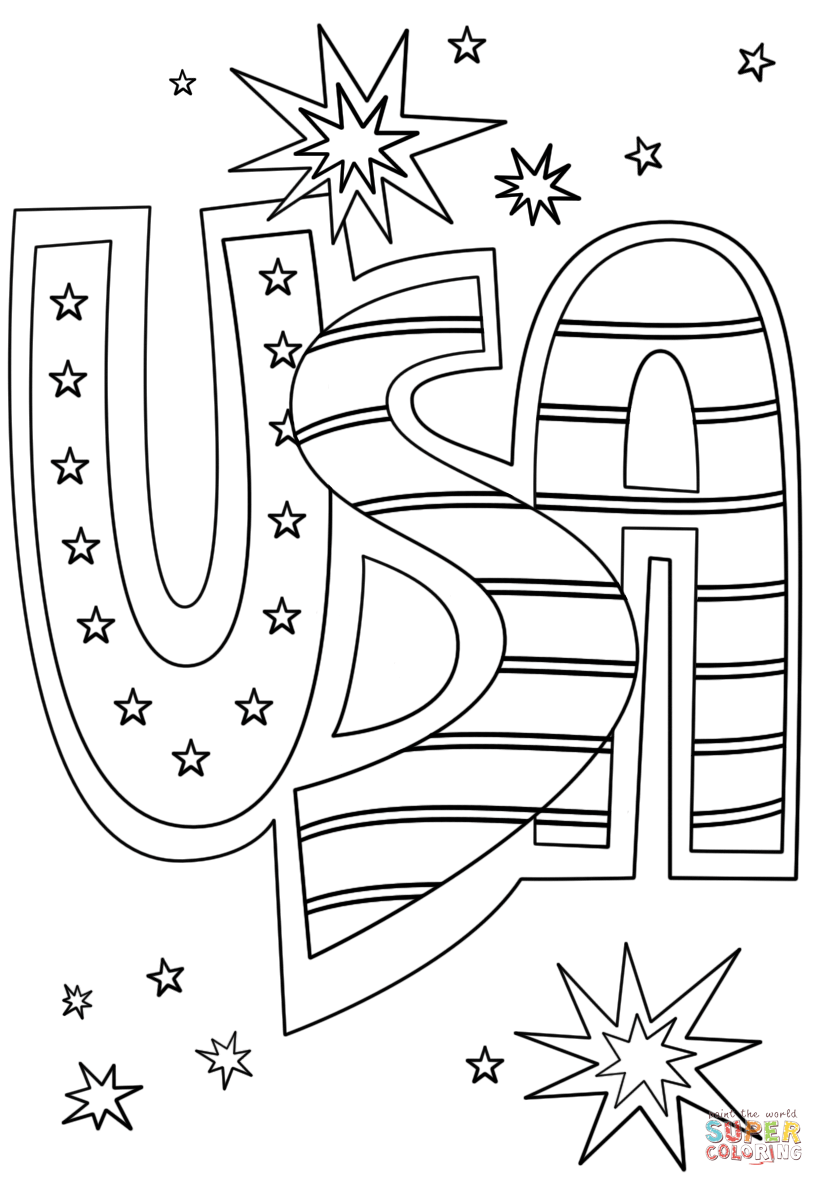 Usa doodle coloring page free printable coloring pages