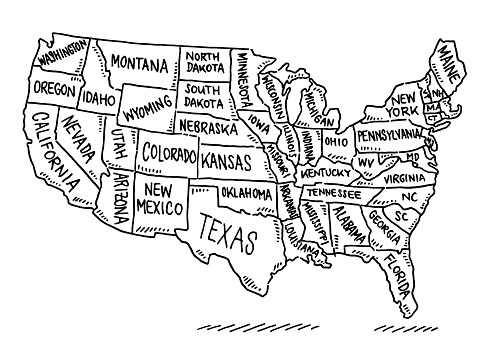 Vetores de desenho de mapas dos estados unidos e mais imagens de mapa