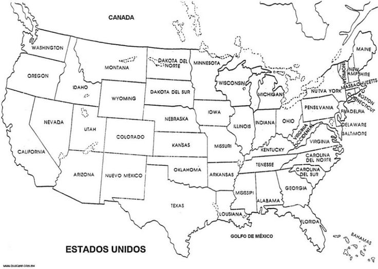 Mapas dos estados unidos para imprimir e colorir