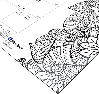 Blueline calendãrio de mesa de colorir mensal doodleplan meses janeiro a dezemo cm x cm botanica designs c