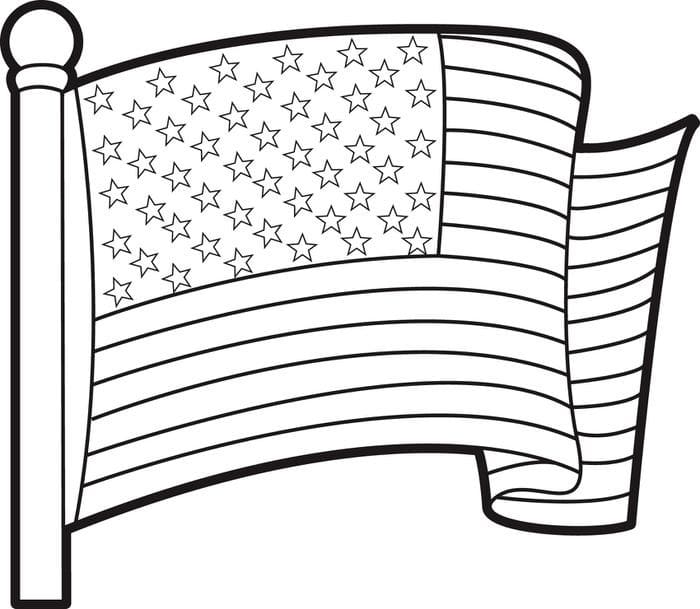 Astronaut with american flag coloring page