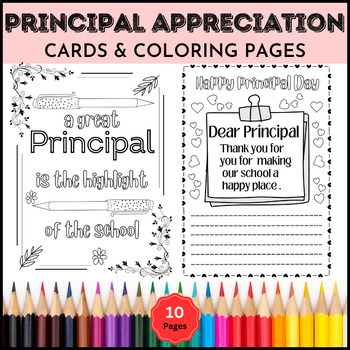 Principal appreciation day cards coloring pages and writing