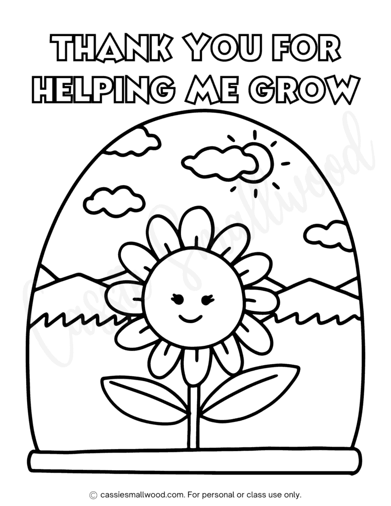 Cute teacher appreciation coloring pages and cards