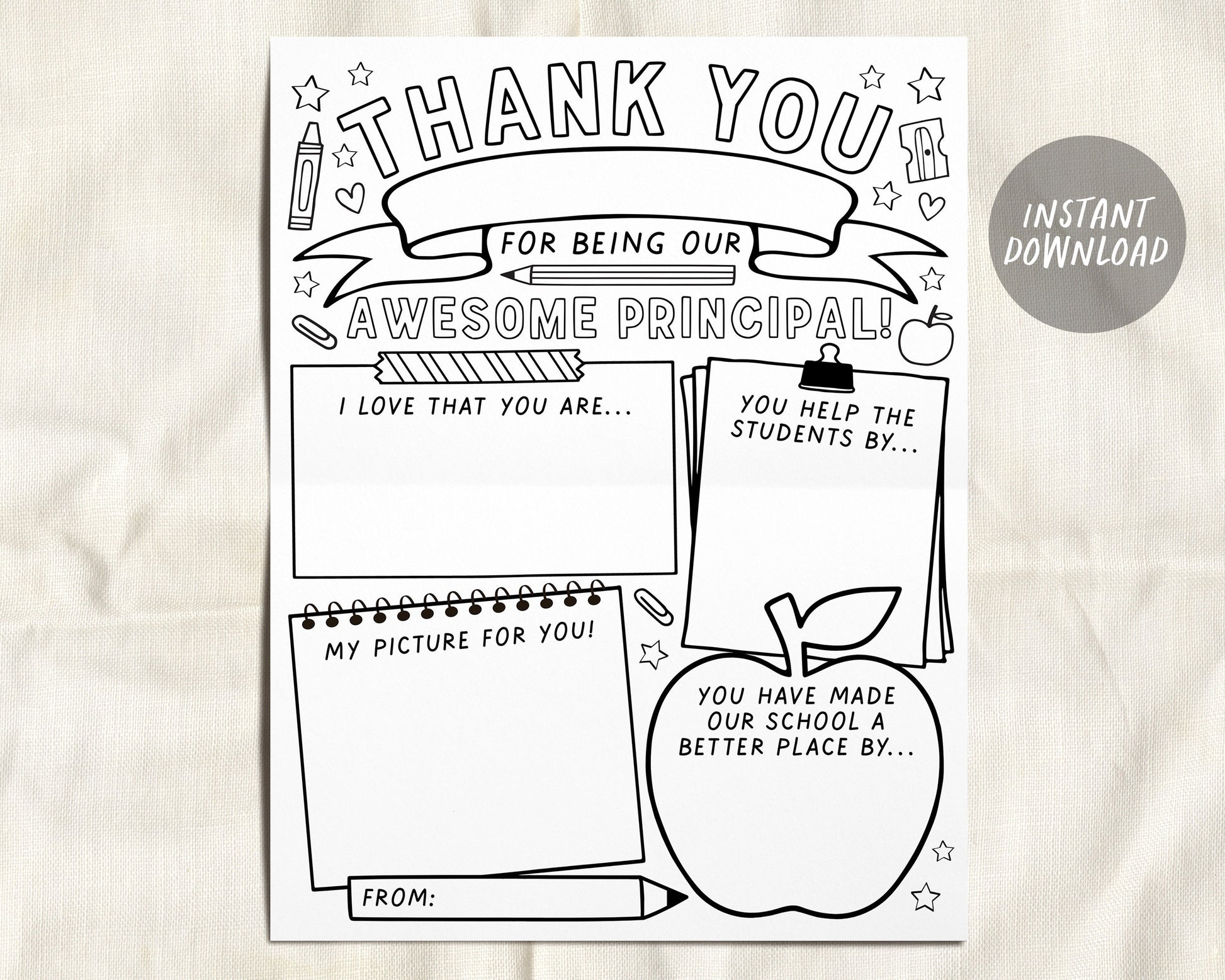 Principal appreciation day thank you printable vice assistant princip â puff paper co