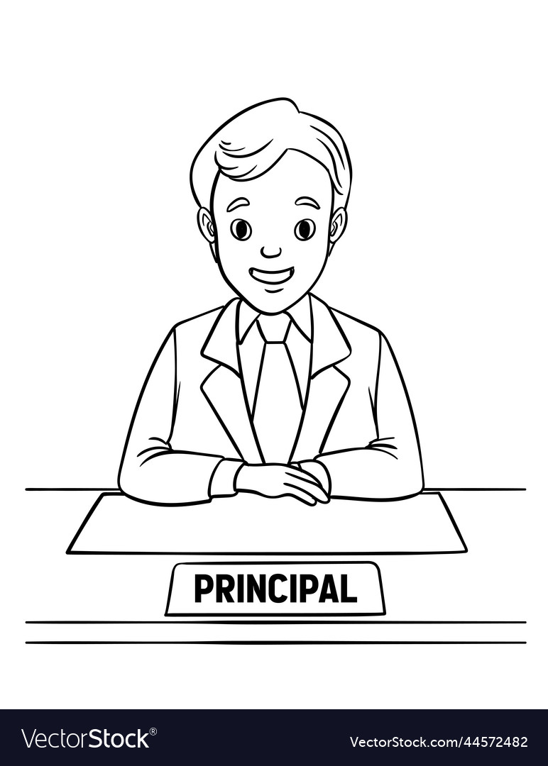 School principal isolated coloring page for kids vector image