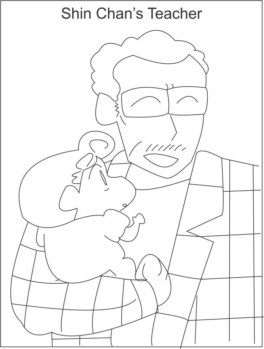 Shin chans principal coloring page for kids