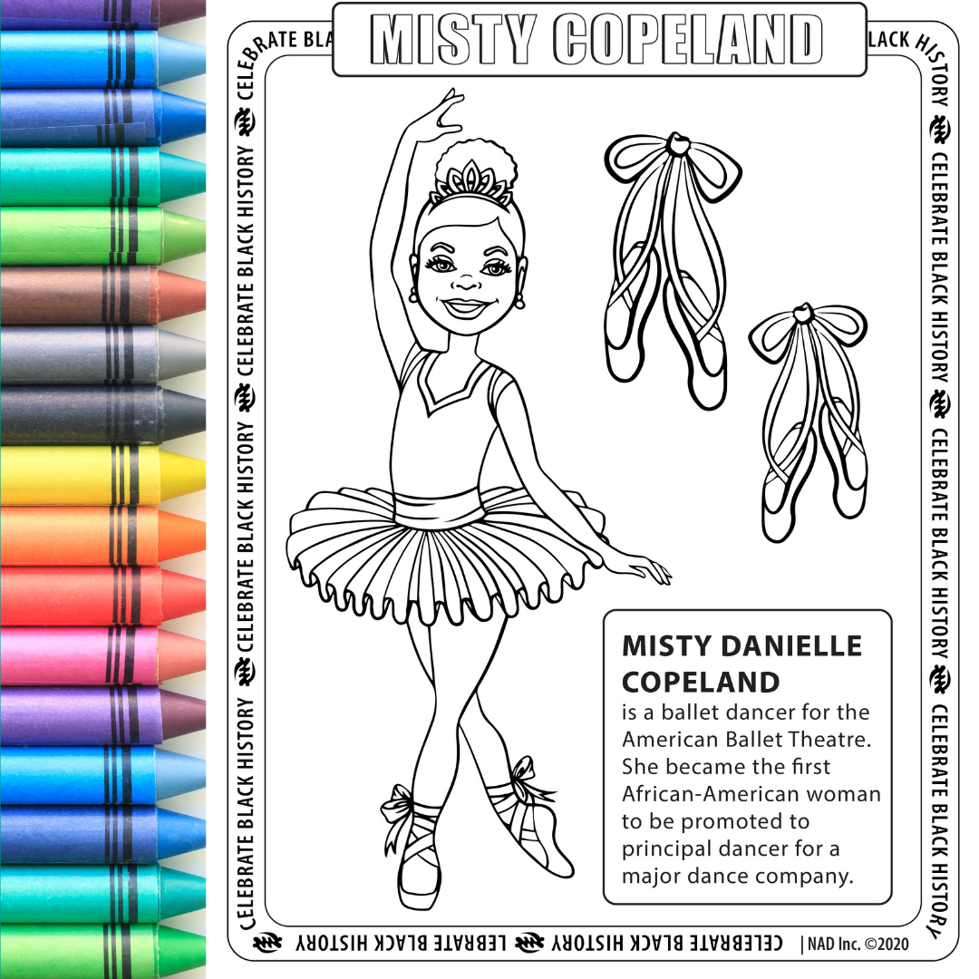 Misty copeland coloring page digital download â new africa designs