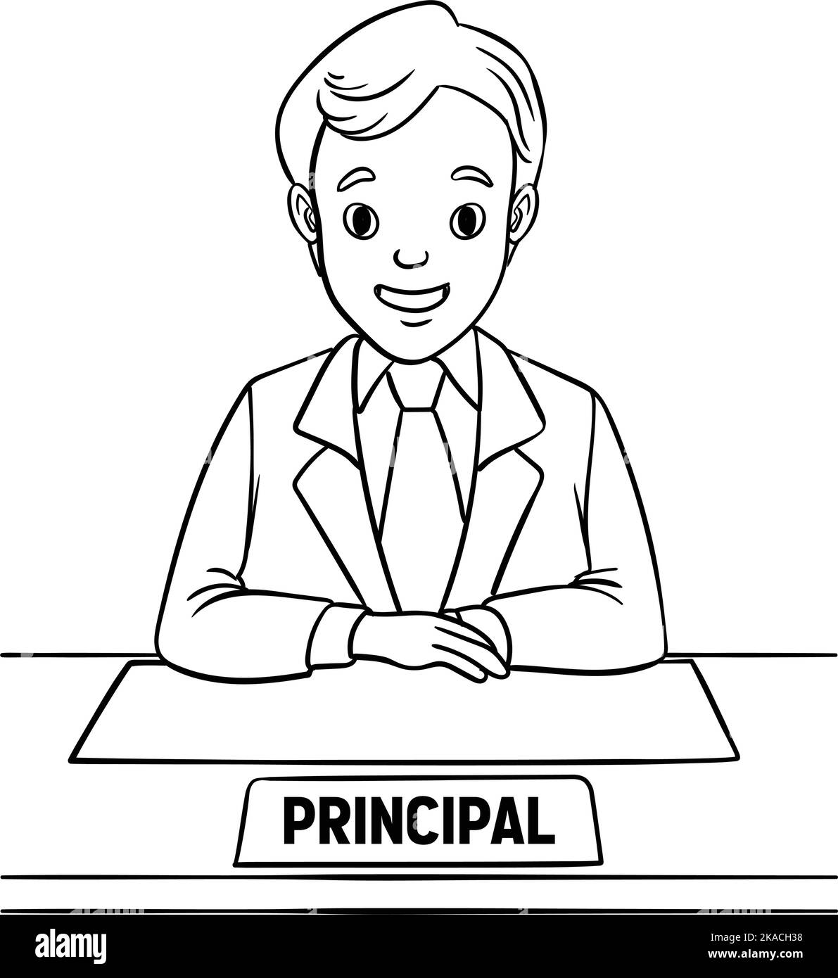 School principal isolated coloring page for kids stock vector image art