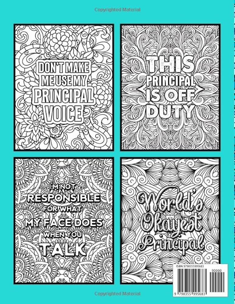 Principal coloring book for adults a relatable funny appreciation gift for principals assistant principals women men publishing lerincelle books