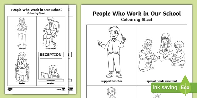 People who work in our school colouring pages teacher