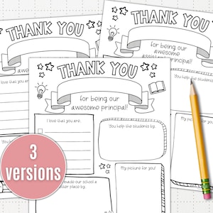 Thank you principal appreciation day thank you principal note thank you principal coloring page end of school year gift